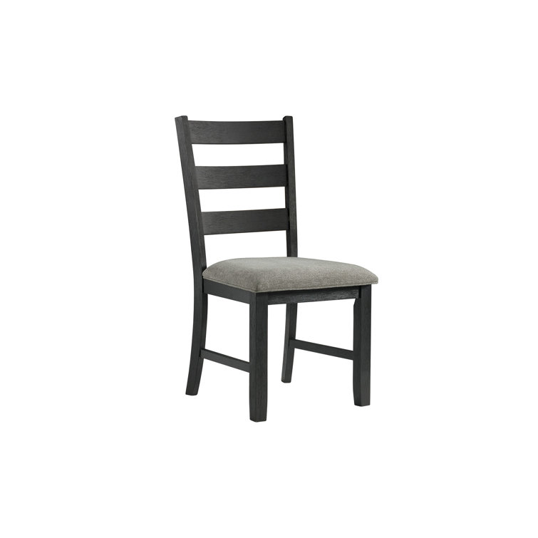 Black Upholstered Ladderback Wood Side Chair