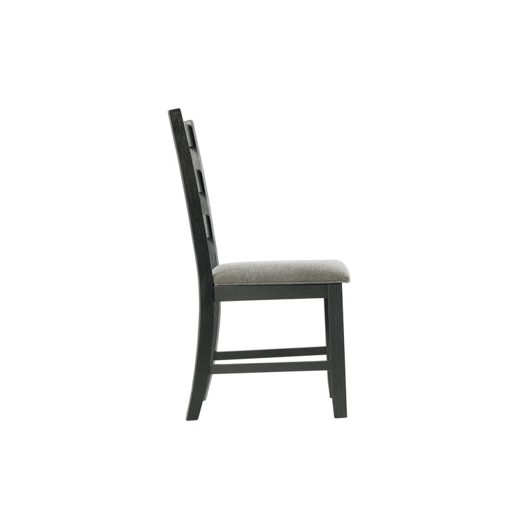 Black Upholstered Ladderback Wood Side Chair