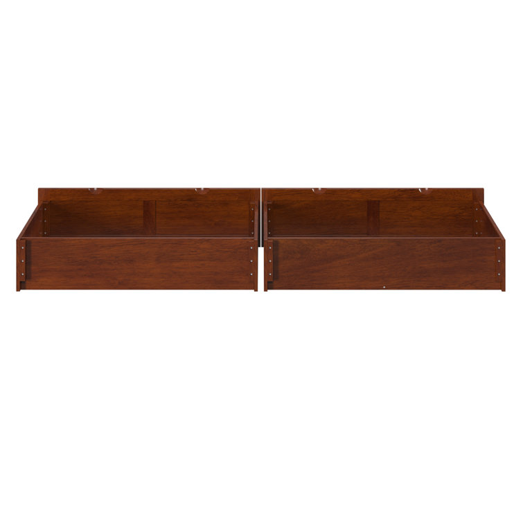 Walnut Queen Underbed Storage Drawers with Rollers