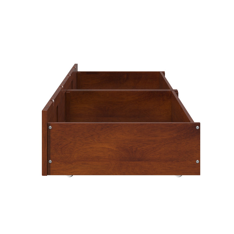 Walnut Queen Underbed Storage Drawers with Rollers