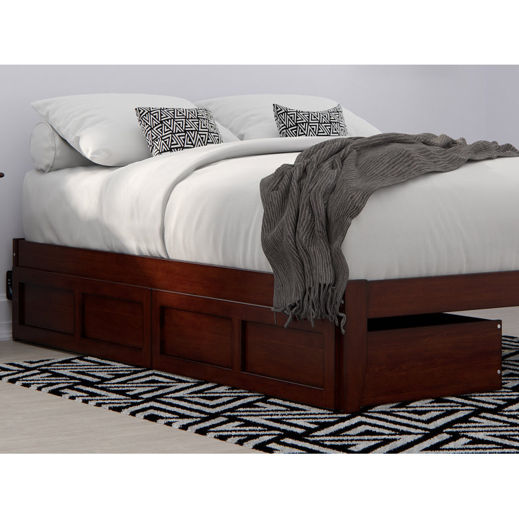 Walnut Queen Underbed Storage Drawers with Rollers