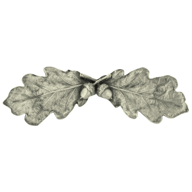 Antique Pewter Oak Leaf Cabinet Pull with Mounting Hardware