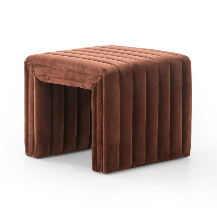 Surrey Auburn Velvet Tufted Square Ottoman