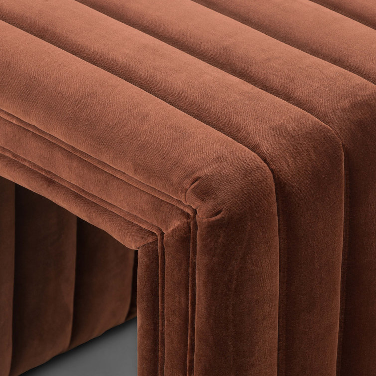 Augustine Contemporary Tufted Brown Velvet Ottoman - 21.5"