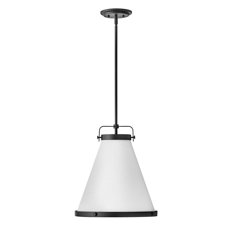 Black Transitional LED Pendant with Off-White Shade