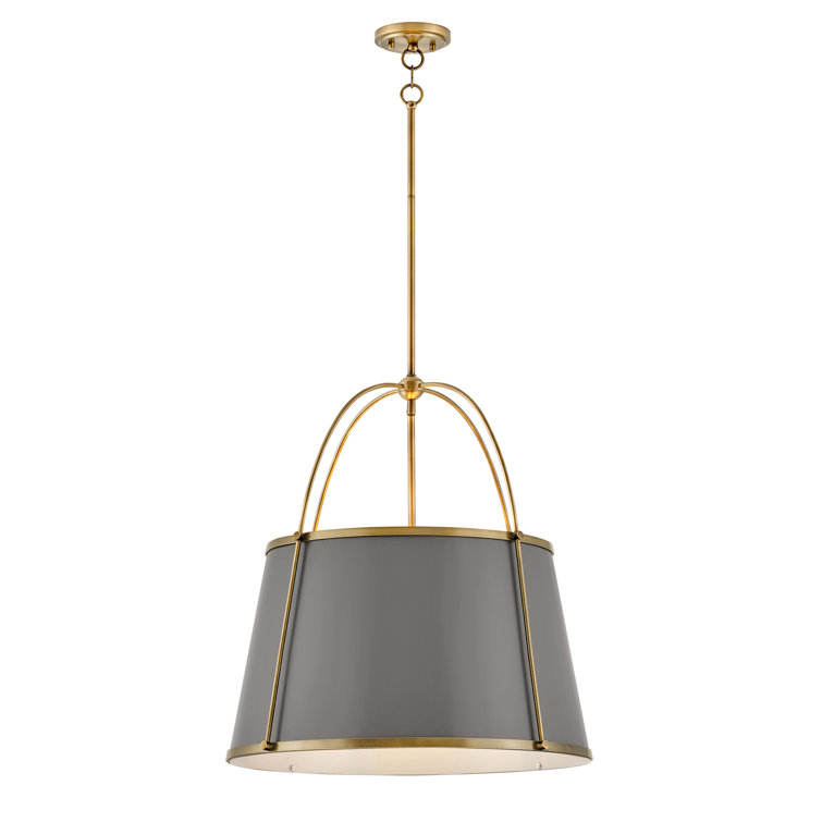 Elegant Transitional 4-Light LED Pendant in Lacquered Dark Brass