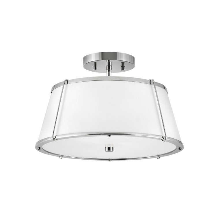 Elegant 2-Light Polished Nickel Drum LED Semi-Flush Mount