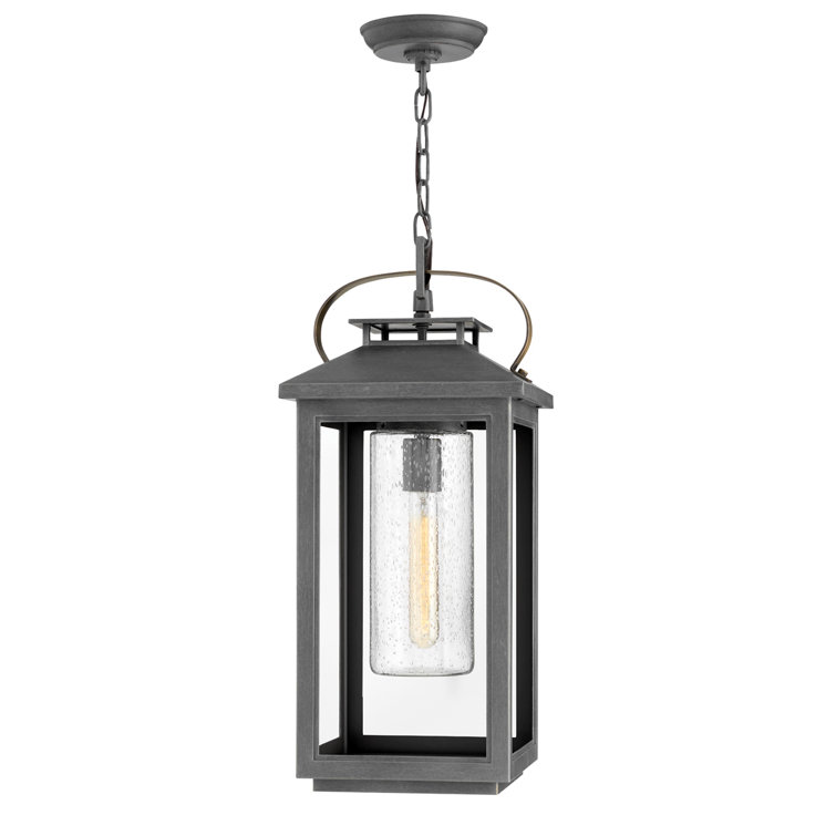 Ash Bronze 21.5" Outdoor Hanging Lantern with Clear Seedy Glass