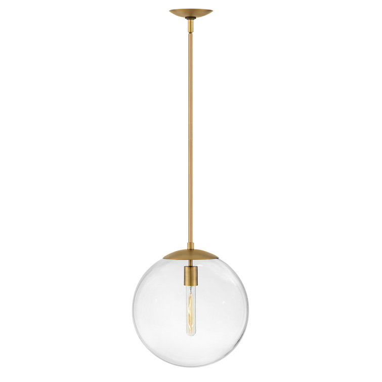 Heritage Brass Clear Globe Pendant with LED - 14" x 13.5"
