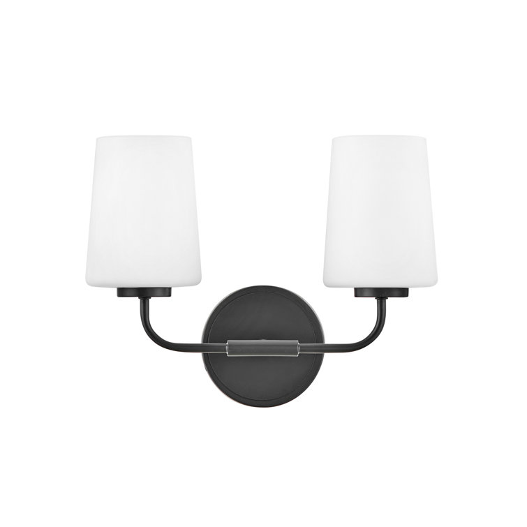 Lark Fitz 2-Light Black Dimmable Vanity Light with Etched Opal Shade
