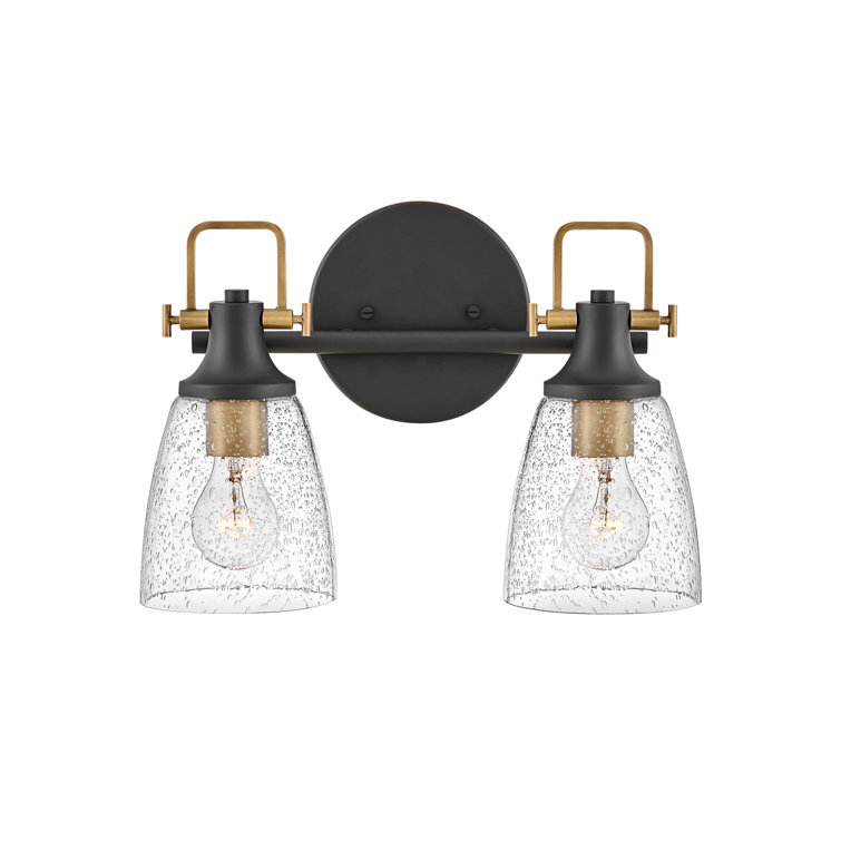 Easton Heritage Brass & Black 2-Light Dimmable Vanity Light with Clear Seedy Glass