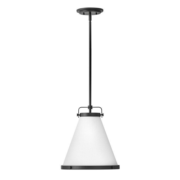 Lark Transitional Black Pendant Light with Off-White Textured Shade