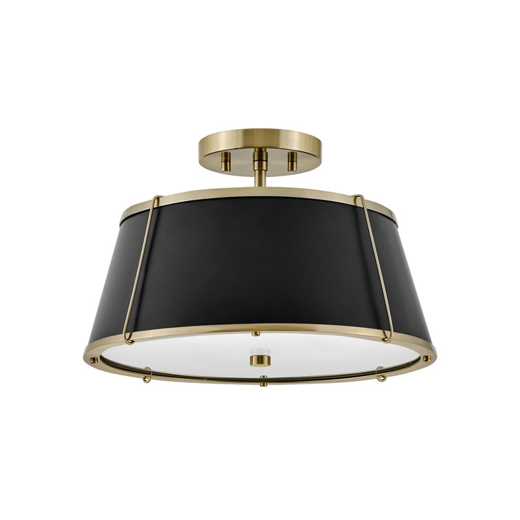 Elegant Clarke Warm Brass 2-Light LED Semi-Flush Drum Light