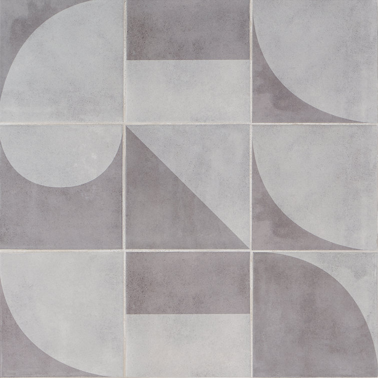 Quincy 8x8 Gray Porcelain Geometric Floor and Wall Tile