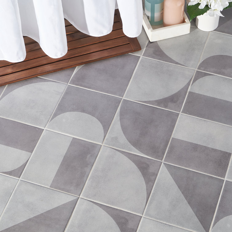 Quincy 8x8 Gray Porcelain Geometric Floor and Wall Tile