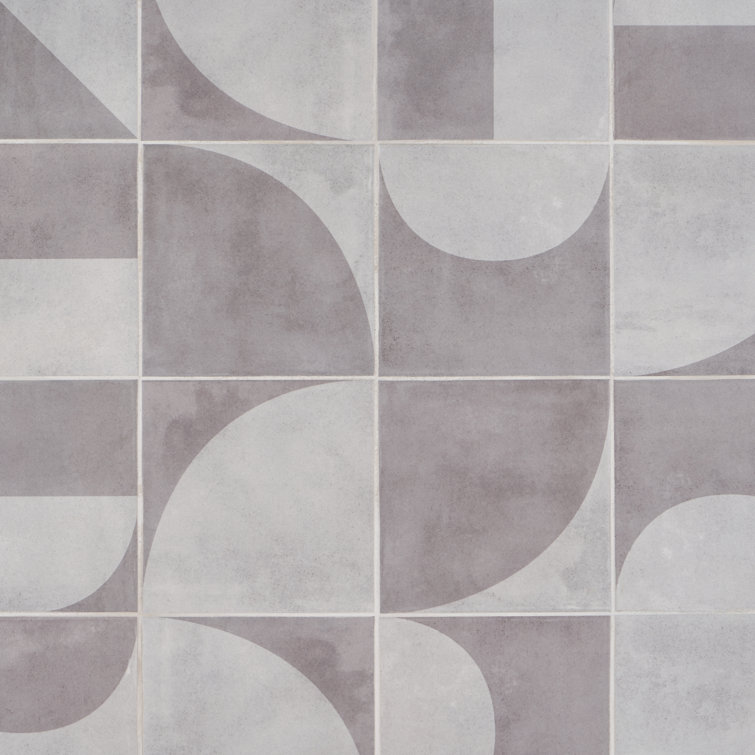 Quincy 8x8 Gray Porcelain Geometric Floor and Wall Tile