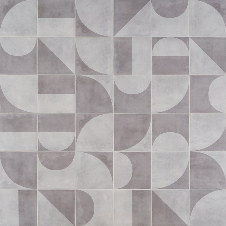 Quincy 8x8 Gray Porcelain Geometric Floor and Wall Tile