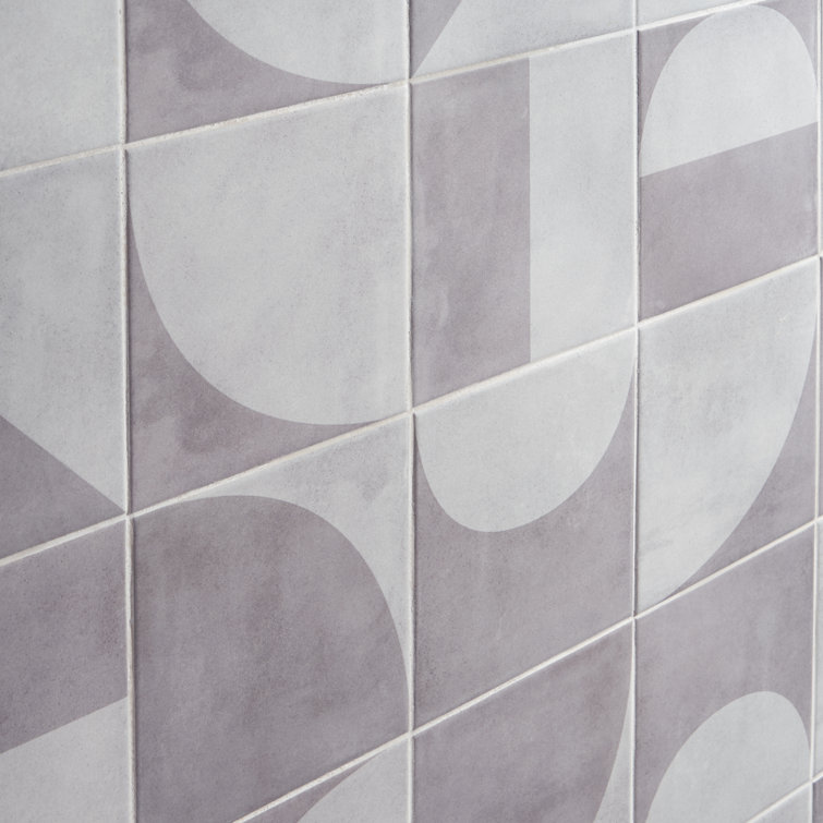 Quincy 8x8 Gray Porcelain Geometric Floor and Wall Tile