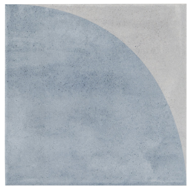 Quincy 7.87'' Blue and Gray Porcelain Encaustic Tile