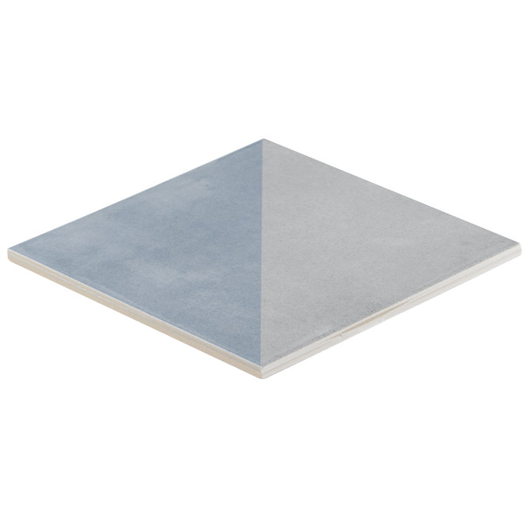 Quincy 7.87'' Blue and Gray Porcelain Encaustic Tile