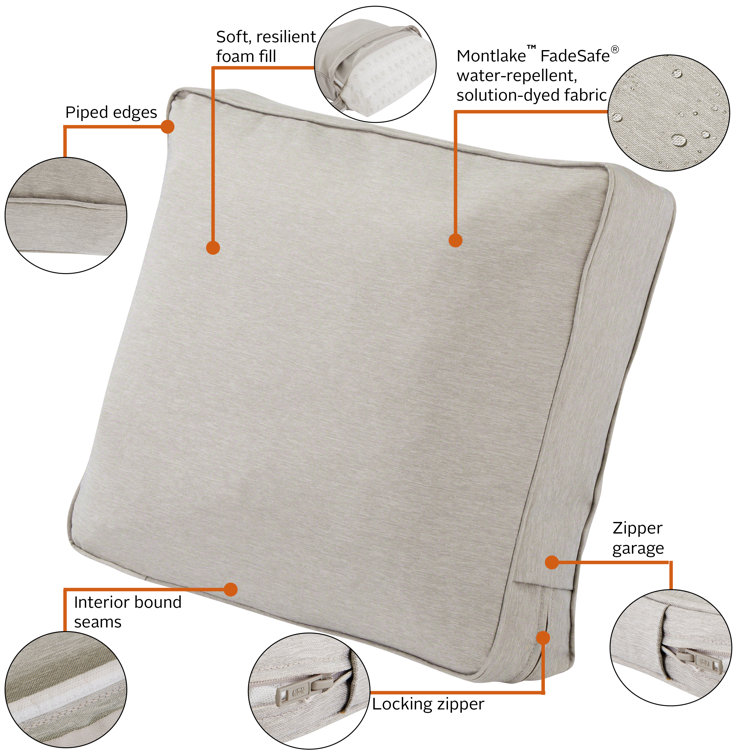 Heather Gray Polyester Outdoor Lounge Chair Back Cushion