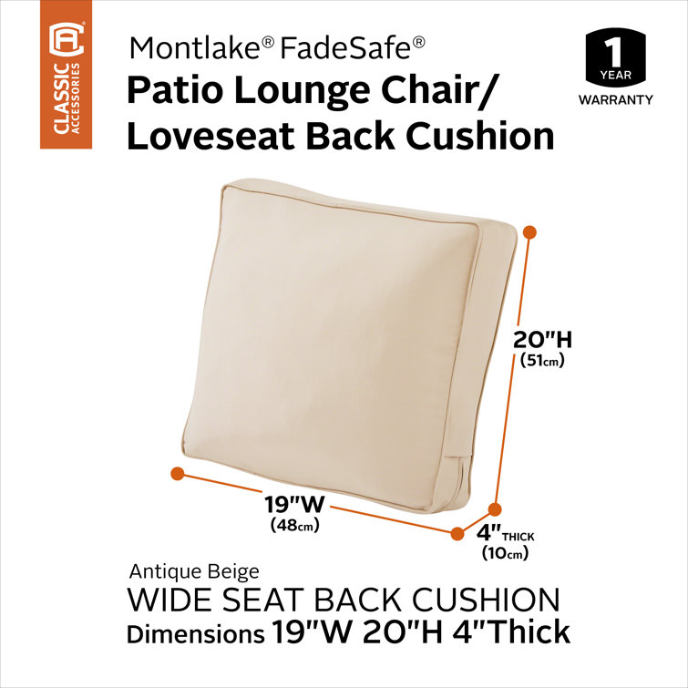 Antique Beige Polyester Outdoor Lounge Chair Back Cushion