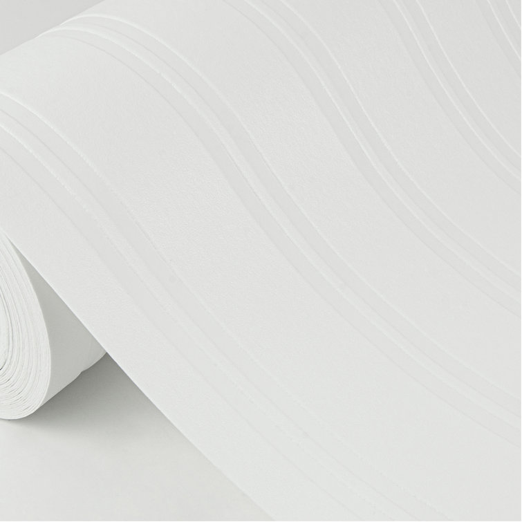White Embossed Striped Paintable Non-Woven Wallpaper Roll