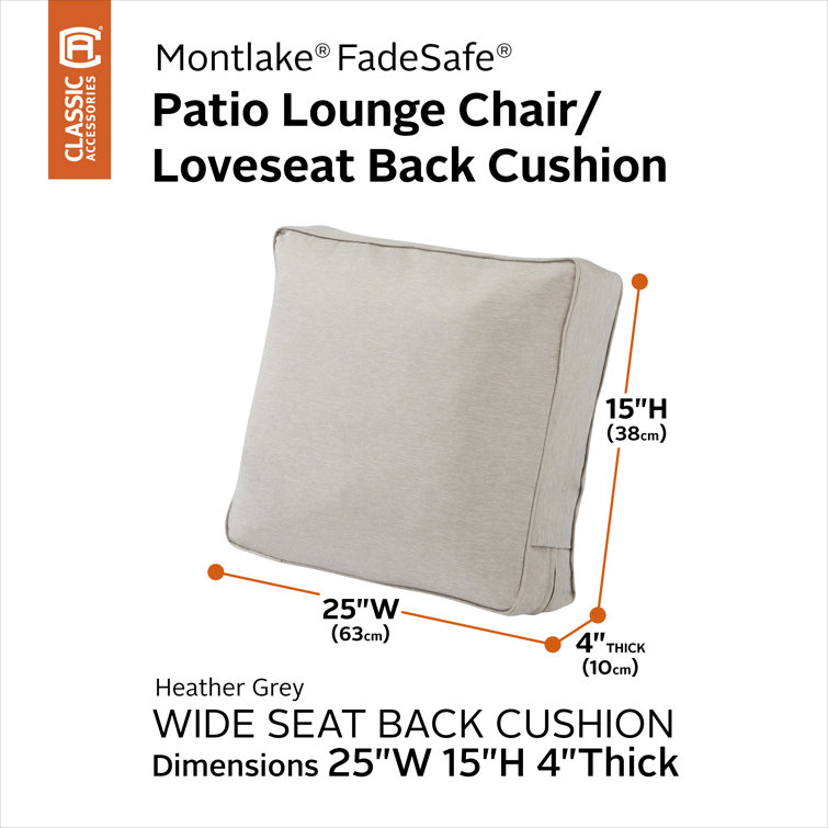 Heather Gray Polyester Outdoor Lounge Chair Back Cushion