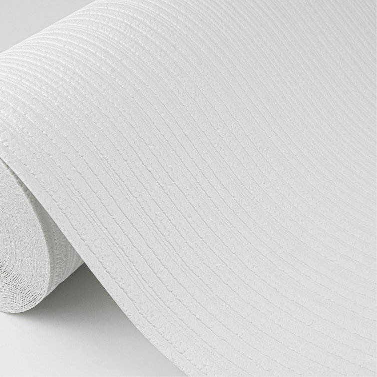 Samuel White Textured Stripe Paintable Vinyl Wallpaper
