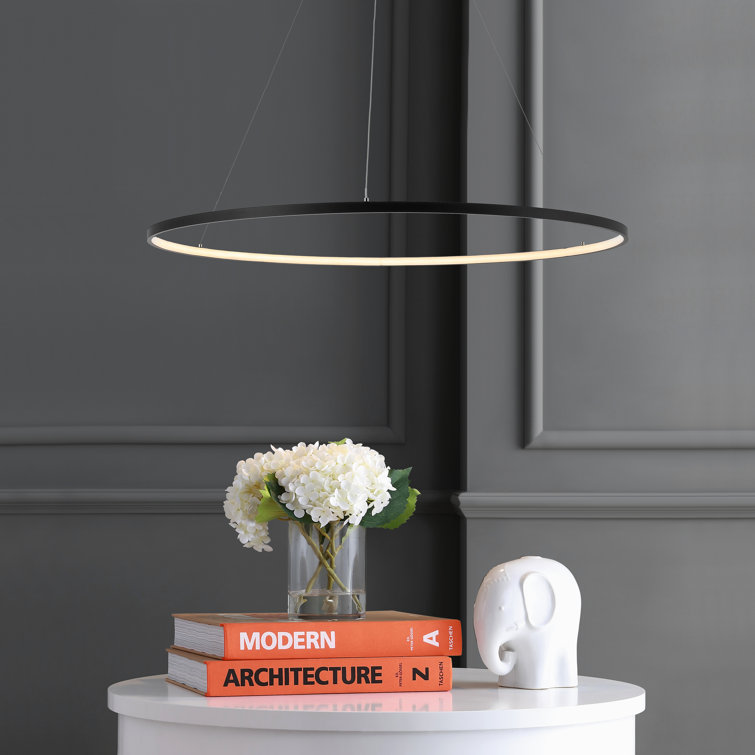 Circulo 74" Matte Black Minimalist Industrial LED Pendant
