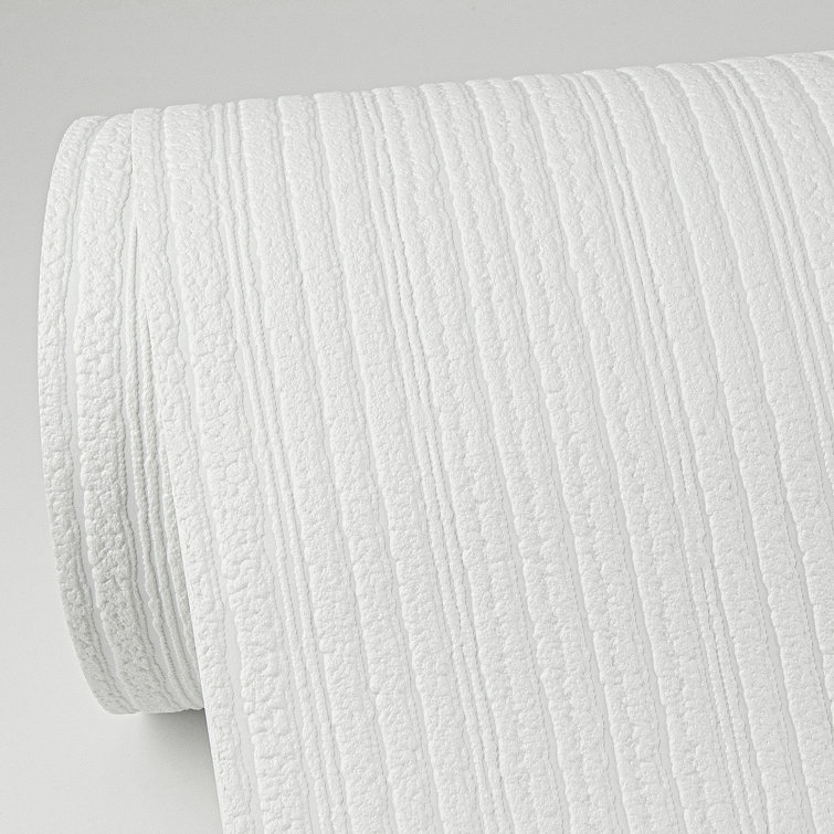 Samuel White Textured Stripe Paintable Vinyl Wallpaper