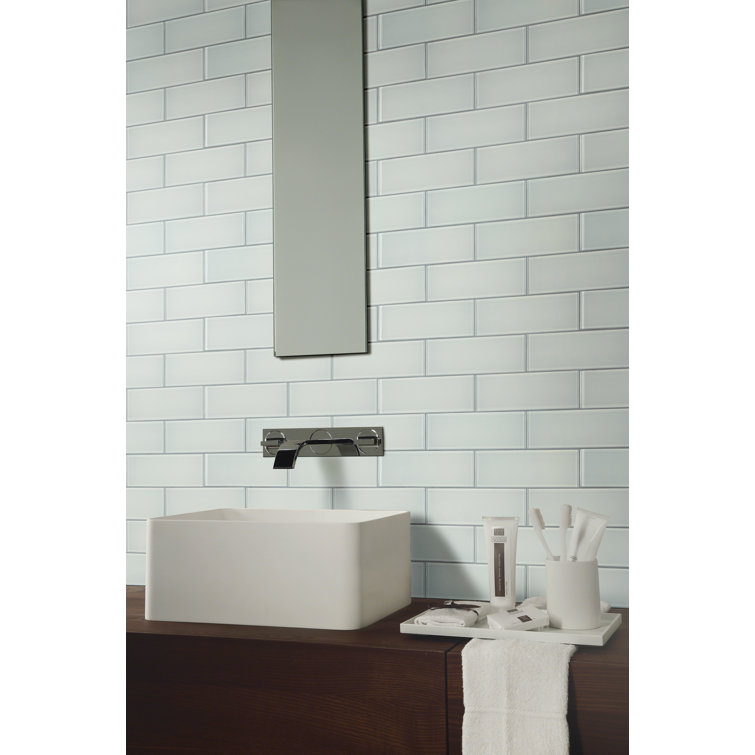 Snowcap White 4'' x 12'' Glass Subway Wall Tile