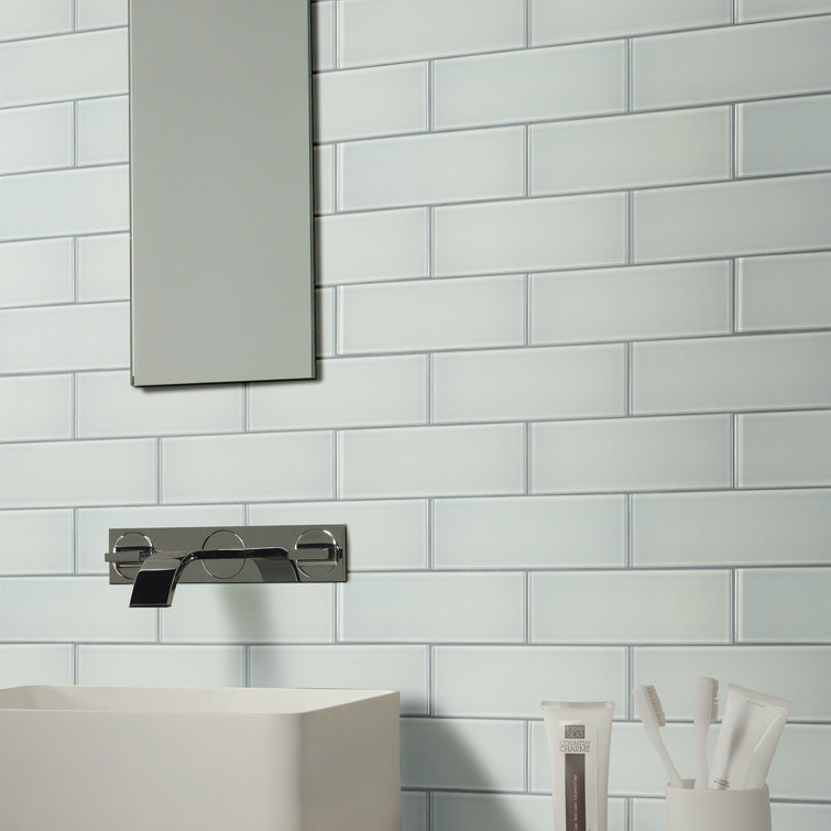 Snowcap White 4'' x 12'' Glass Subway Wall Tile