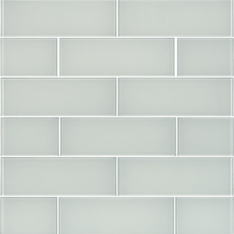 Snowcap White 4'' x 12'' Glass Subway Wall Tile