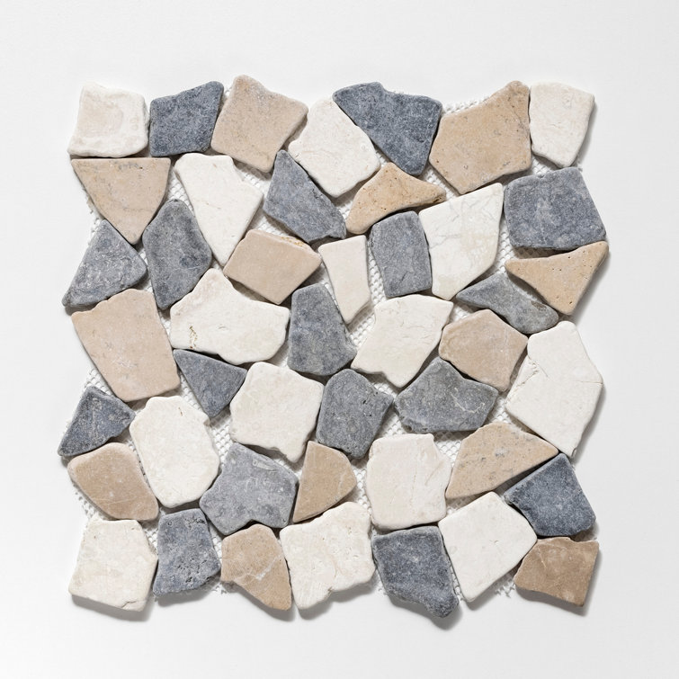 11" x 11" Multicolor Tumbled Marble Mosaic Tile