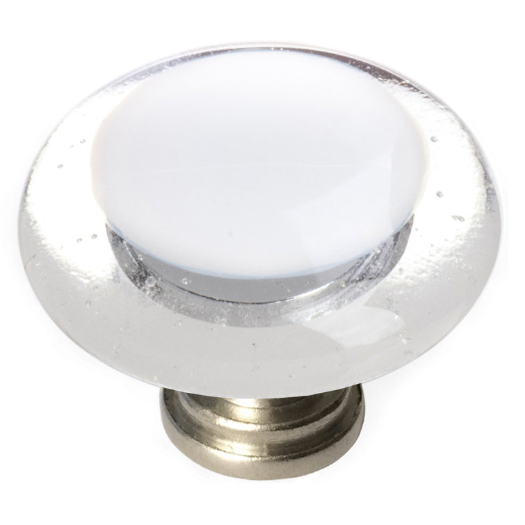 Round Brushed Nickel and Glass Mushroom Knob