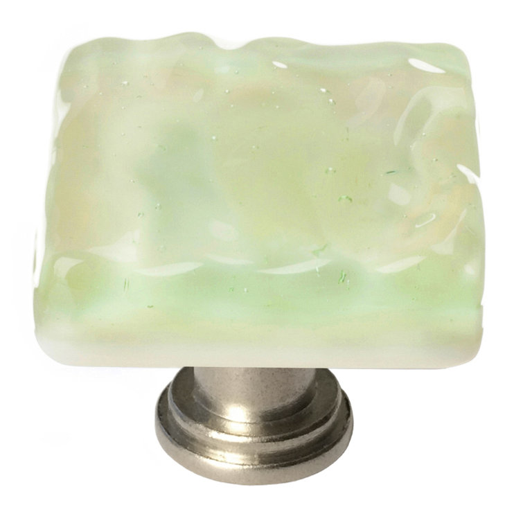 Woodland Brown Glass and Satin Nickel Square Knob
