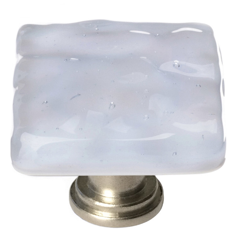 Woodland Brown Glass and Satin Nickel Square Knob
