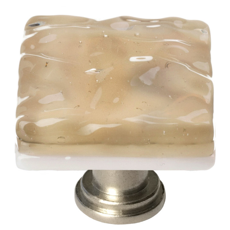 Woodland Brown Glass and Satin Nickel Square Knob