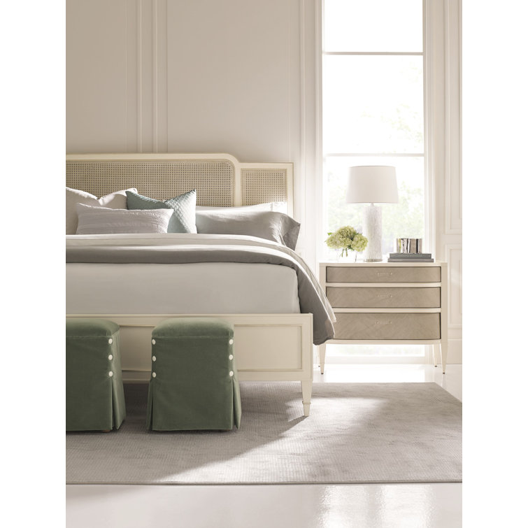 White and Heron Grey Transitional 3-Drawer Nightstand