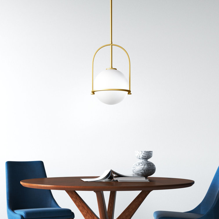 Somerset Heritage Brass Large Pendant with Etched Opal Glass