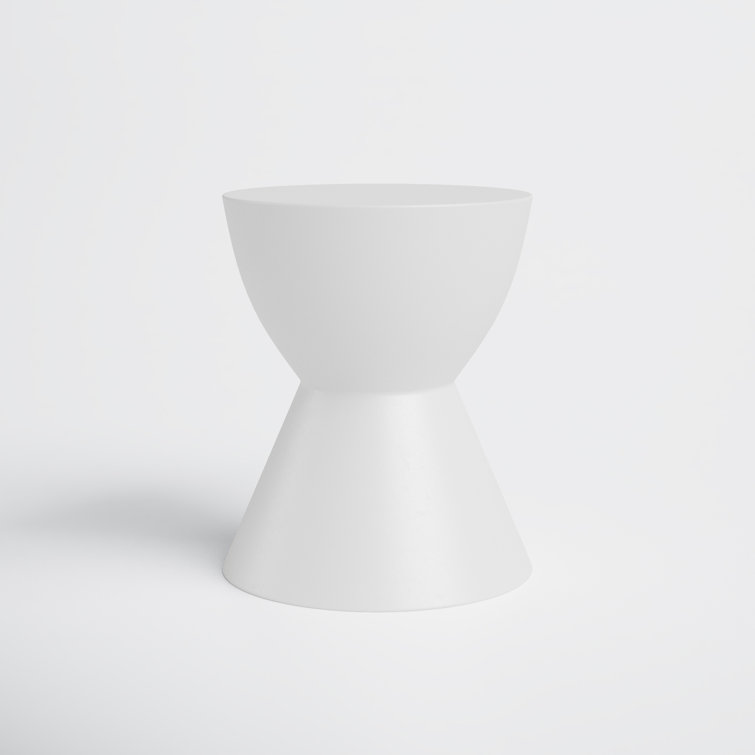 Athena Ivory Round Concrete Accent Table - Transitional Style