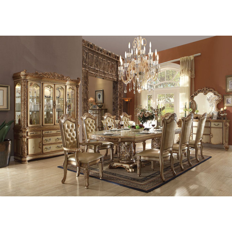 Vendome Gold Patina & Bone Extendable Solid Wood Dining Table