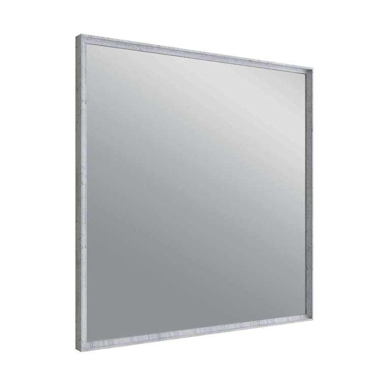 Formosa Rustic White 32" Square Solid Acacia Wood Bathroom Vanity Mirror