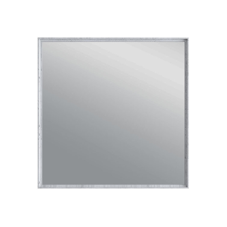 Formosa Rustic White 32" Square Solid Acacia Wood Bathroom Vanity Mirror