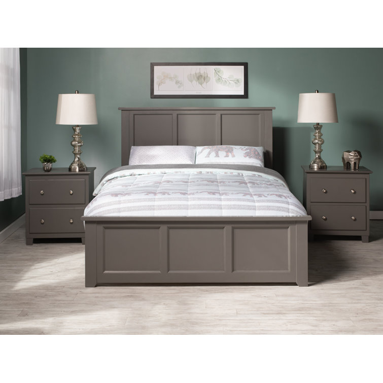 Madison Gray Solid Wood Full Platform Bed with Headboard