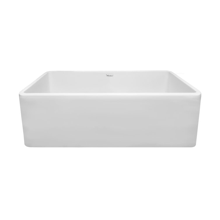 White 33" Fireclay Farmhouse Single Bowl Kitchen Sink
