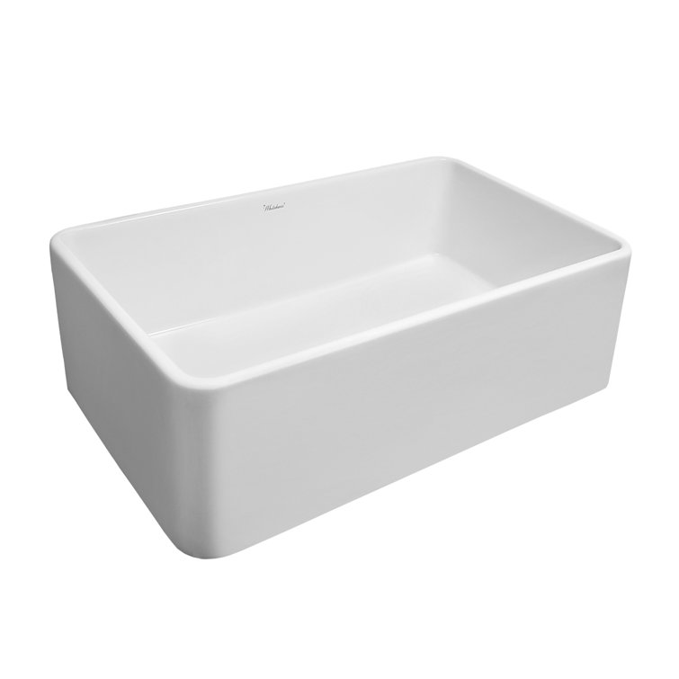 White 33" Fireclay Farmhouse Single Bowl Kitchen Sink