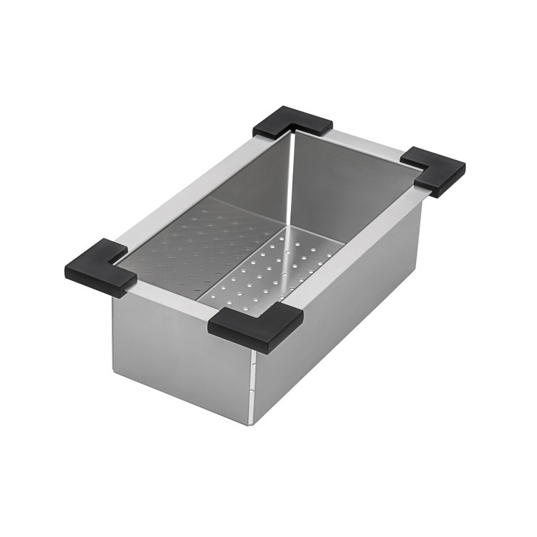 Stainless Steel Workstation Sink Colander with Black Plastic Corners