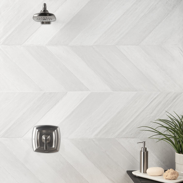 Nord 24" x 48" White Porcelain Stone Look Tile